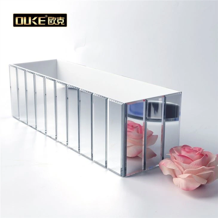 Custom Mirror Acrylic Flower Display Vase Acrylic Rose Holder Box