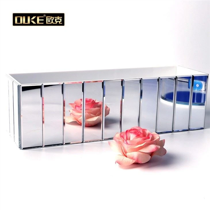 Custom Mirror Acrylic Flower Display Vase Acrylic Rose Holder Box