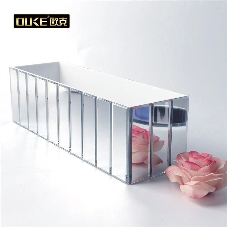 Custom Mirror Acrylic Flower Display Vase Acrylic Rose Holder Box