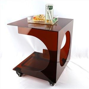 Dark Tea acrilic Sofa Masă cu roată pentru camera de zi